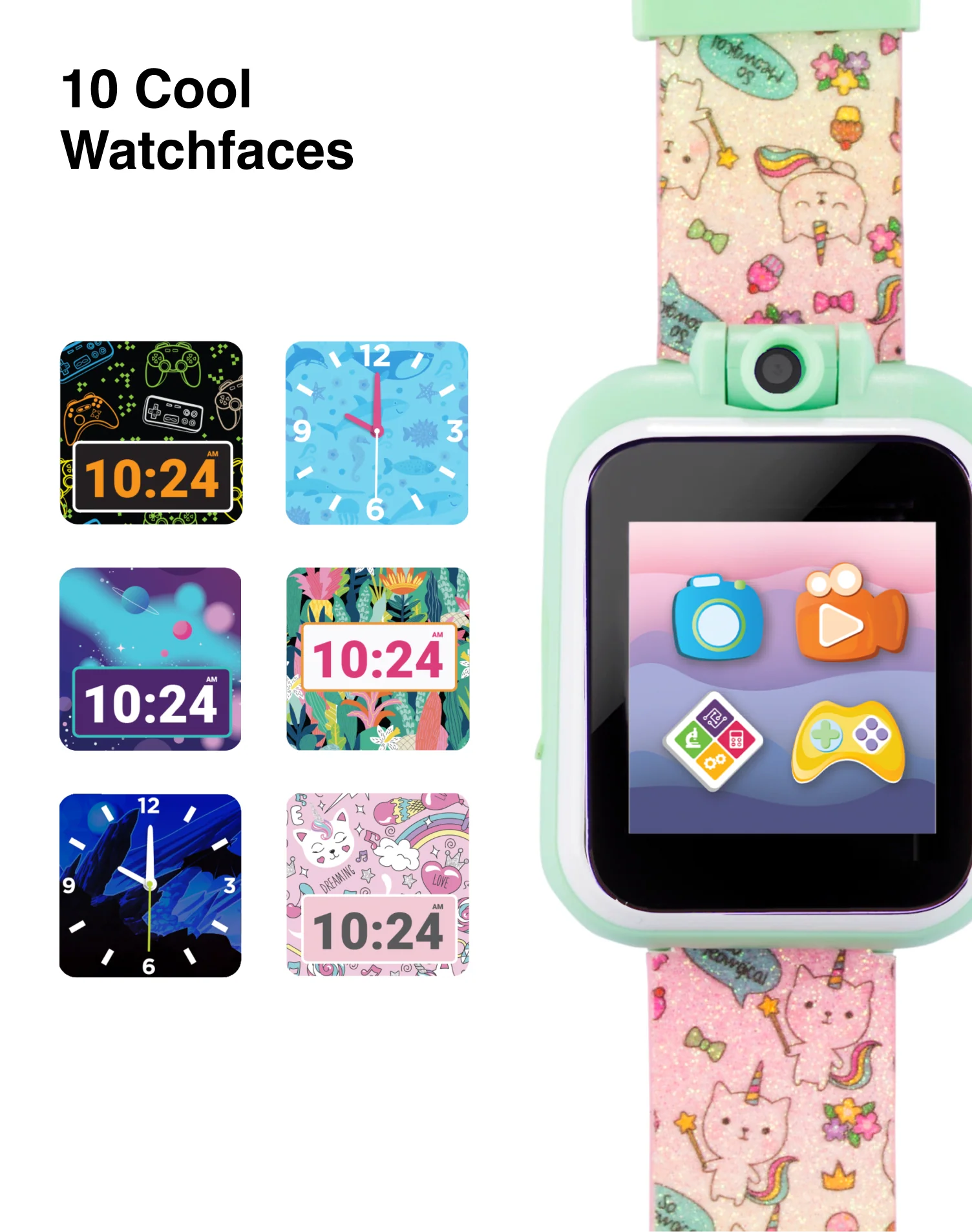 PlayZoom 2 Kids Smartwatch: Tie Dye Unicorn Cats and Ice Cream Print - Image 4