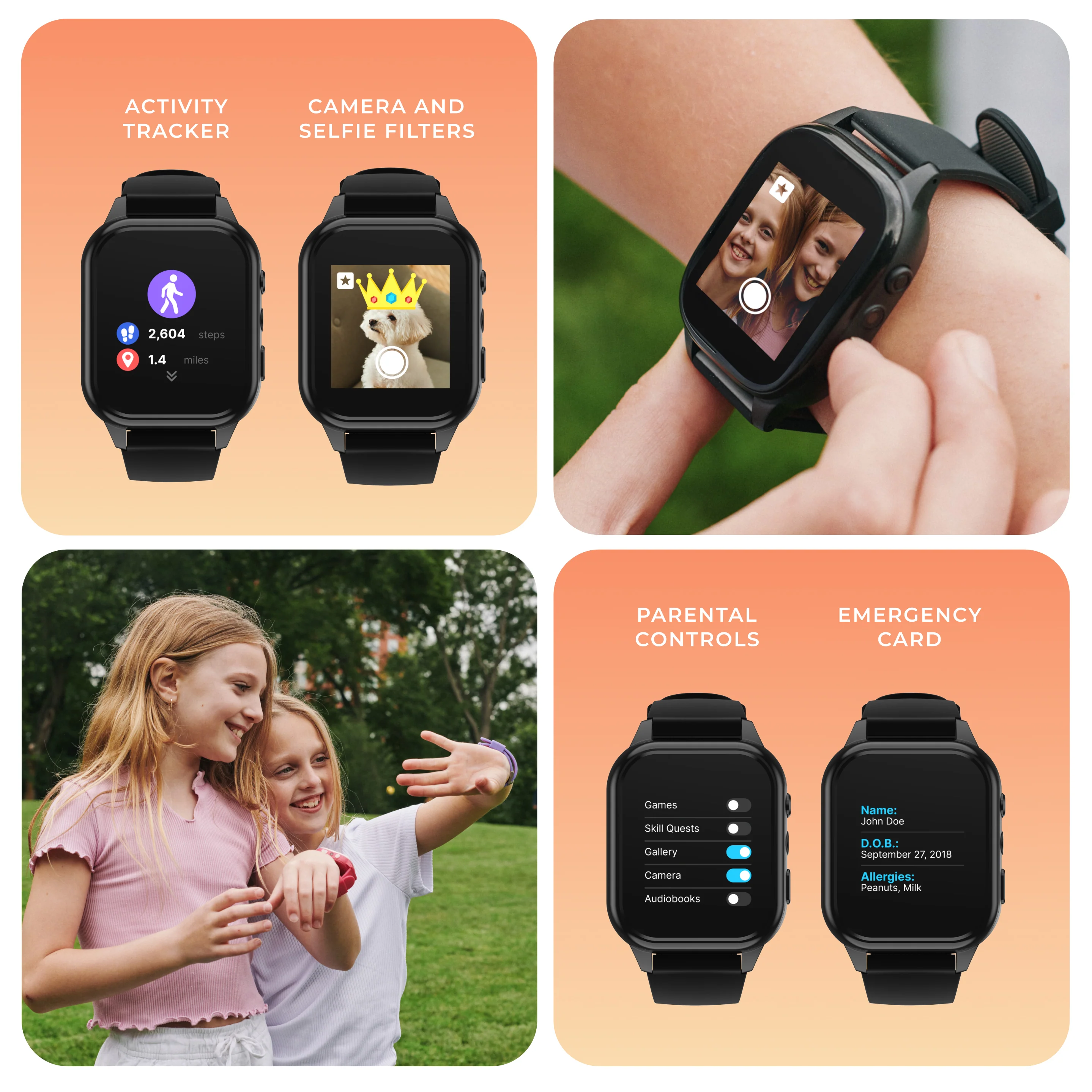 Playzoom 4 Go Kids Smartwatch and Bluetooth Headphone Bundle in Black/Blue - Image 9
