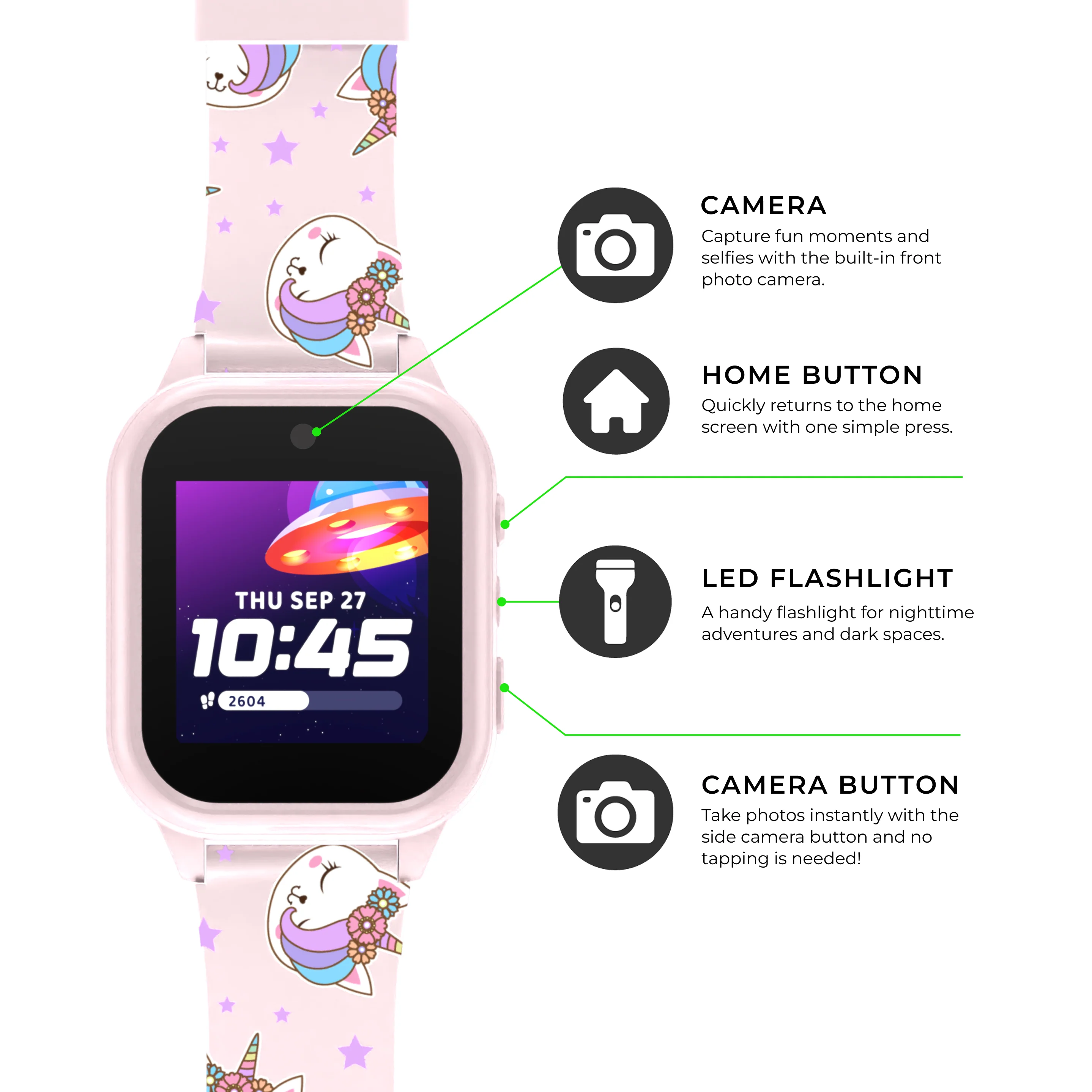 Playzoom 4 Go Kids Smartwatch and Bluetooth Headphone Bundle in Pink/Purple Unicorn - Image 3