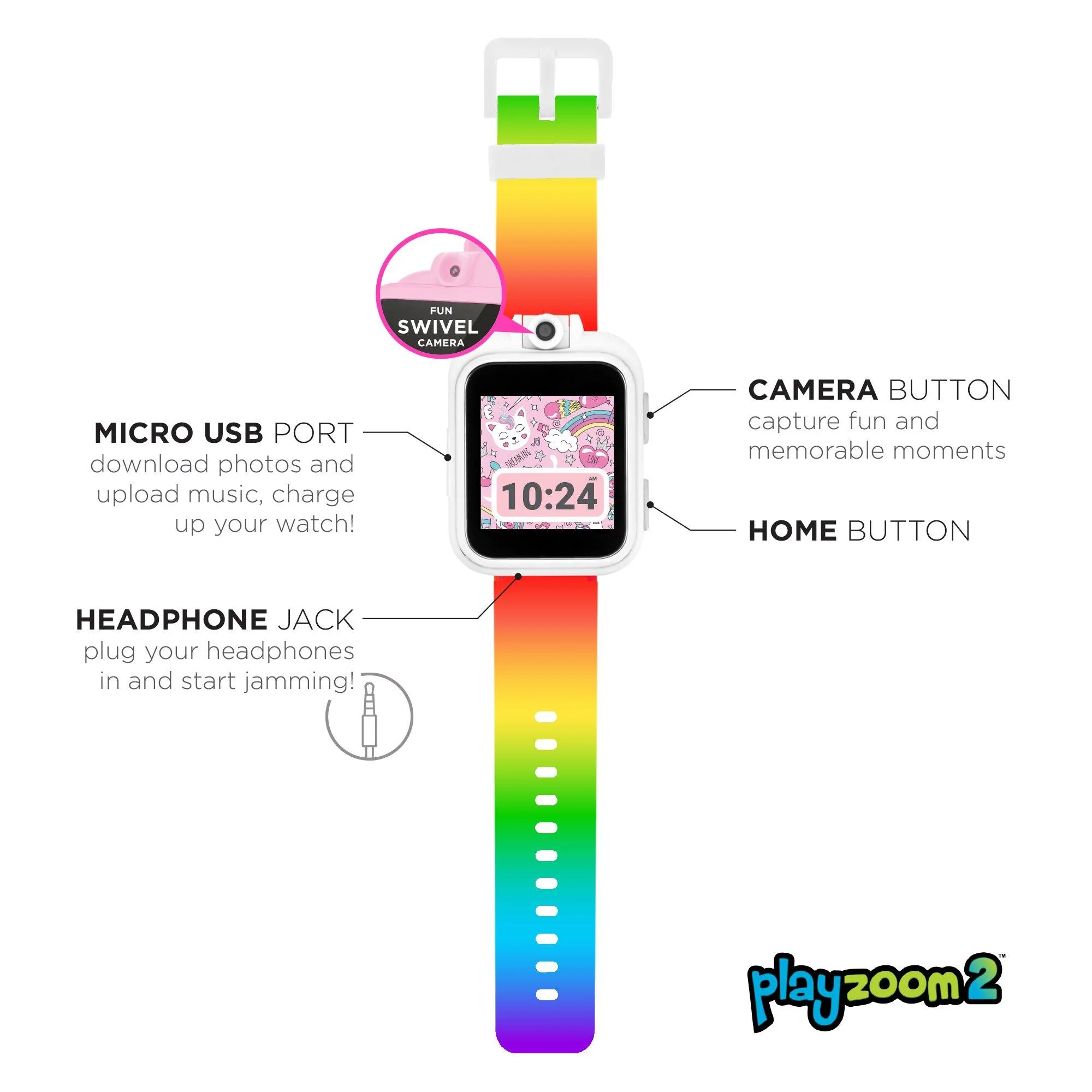 PlayZoom 2 Kids Smartwatch: Rainbow Print - Image 3